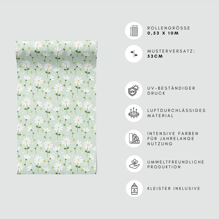 Tapeta - kwiaty, stokrotki, wzór