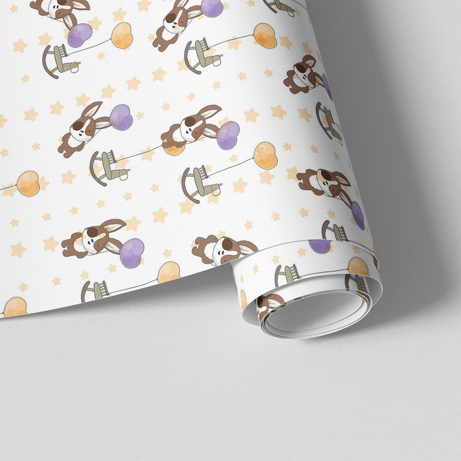 Tapeta - dziecięca, królik, zabawka, gwiazdy