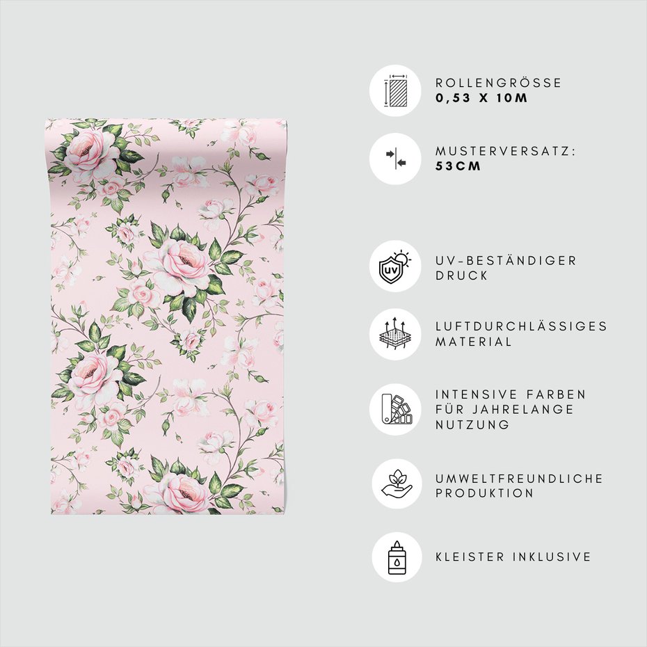 Tapeta - róże, liście, pąki