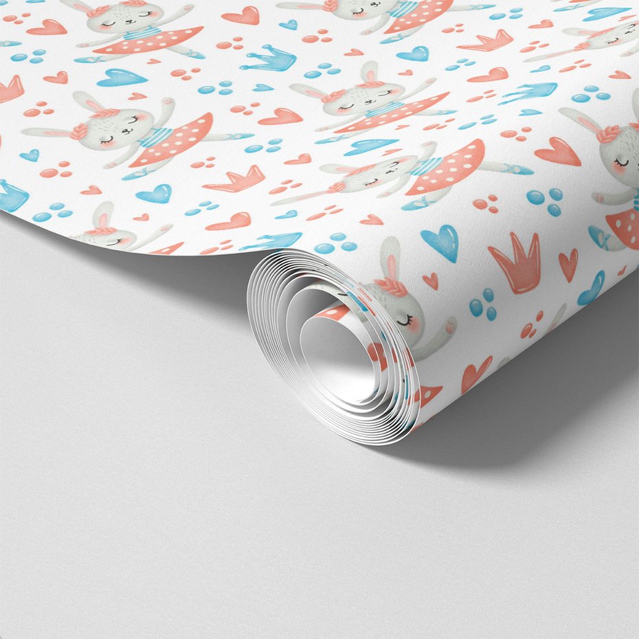 Tapeta - dziecięca, królik, baletnica, korona