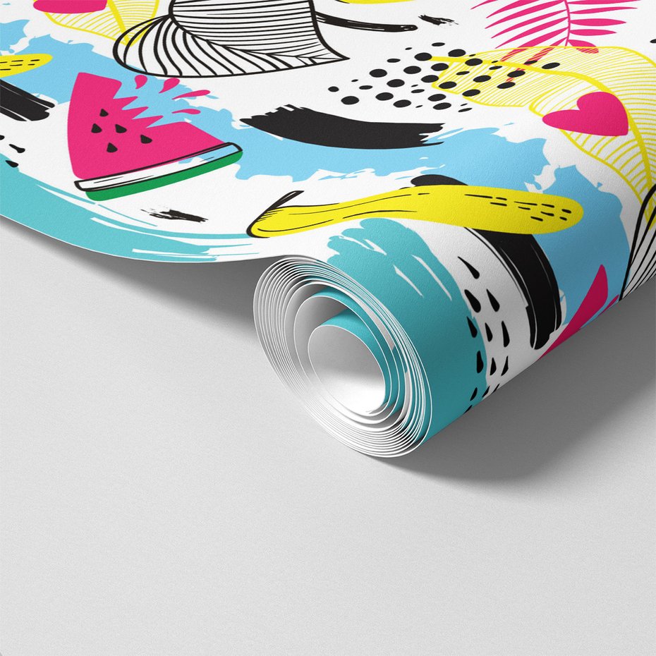 Tapeta - banan, liść, arbuz