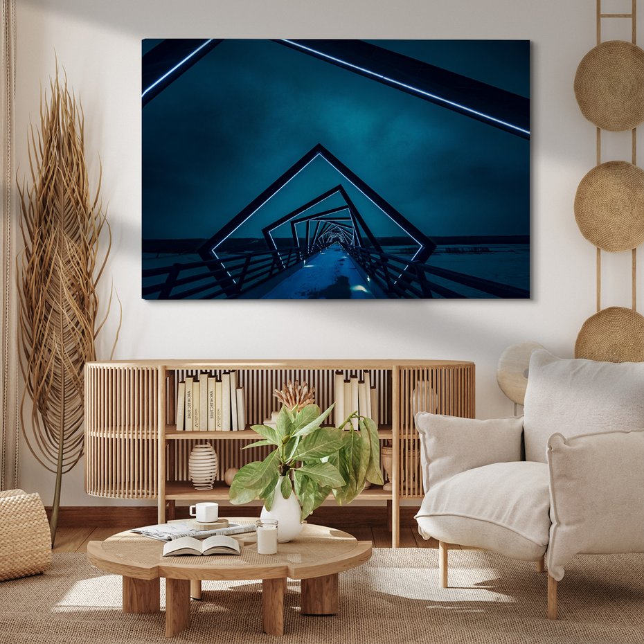 Obraz na płótnie - most, noc, światło