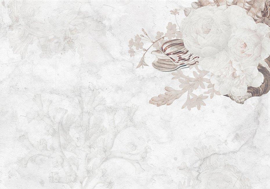 Fototapeta - loft, kwiaty, muszle