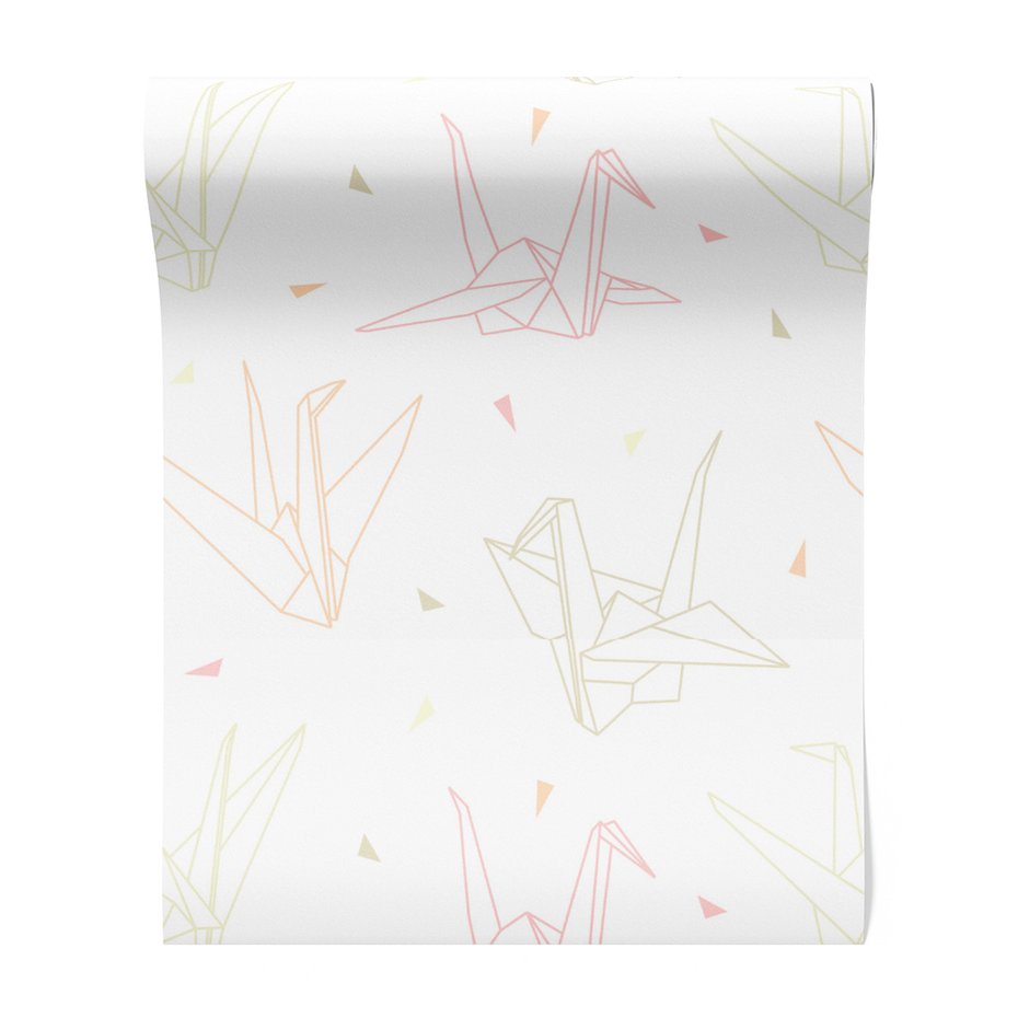 Tapeta - origami, żurawie, trójkąty