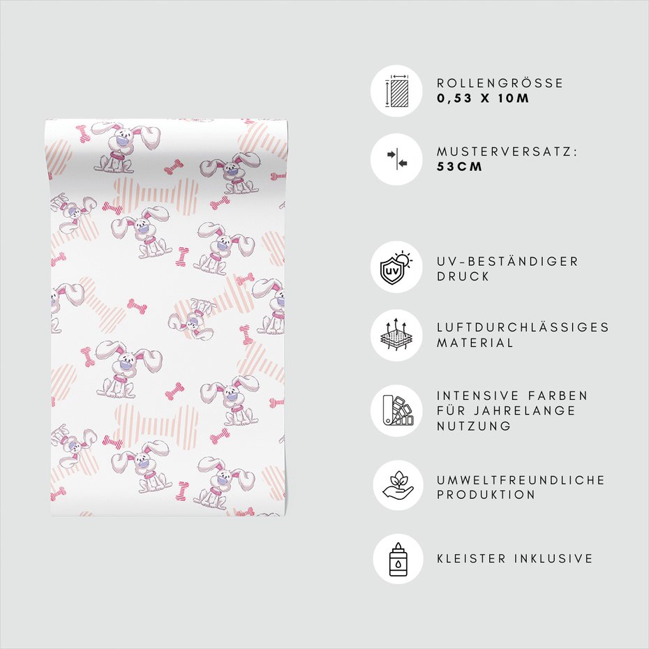 Tapeta - dziecięca, królik, kość,