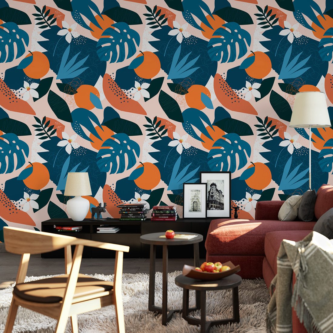 Tapeta - liście, kwiaty, owoce