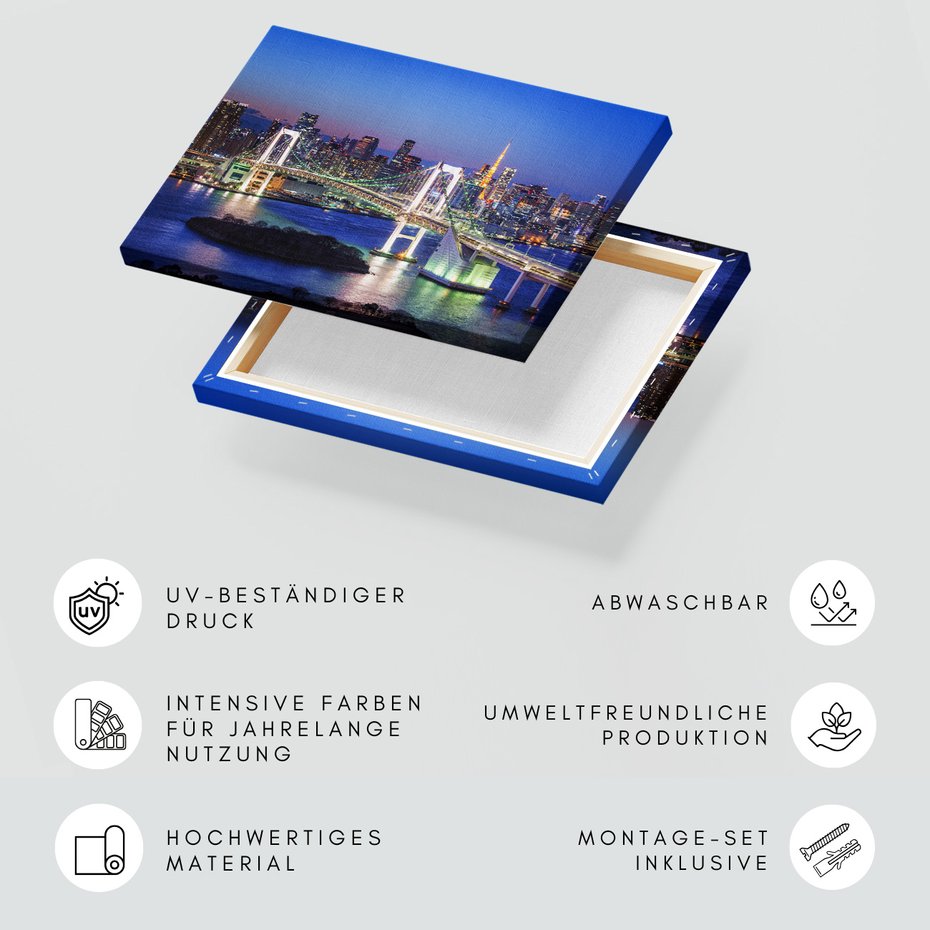 Obraz na płótnie - miasto, most, noc