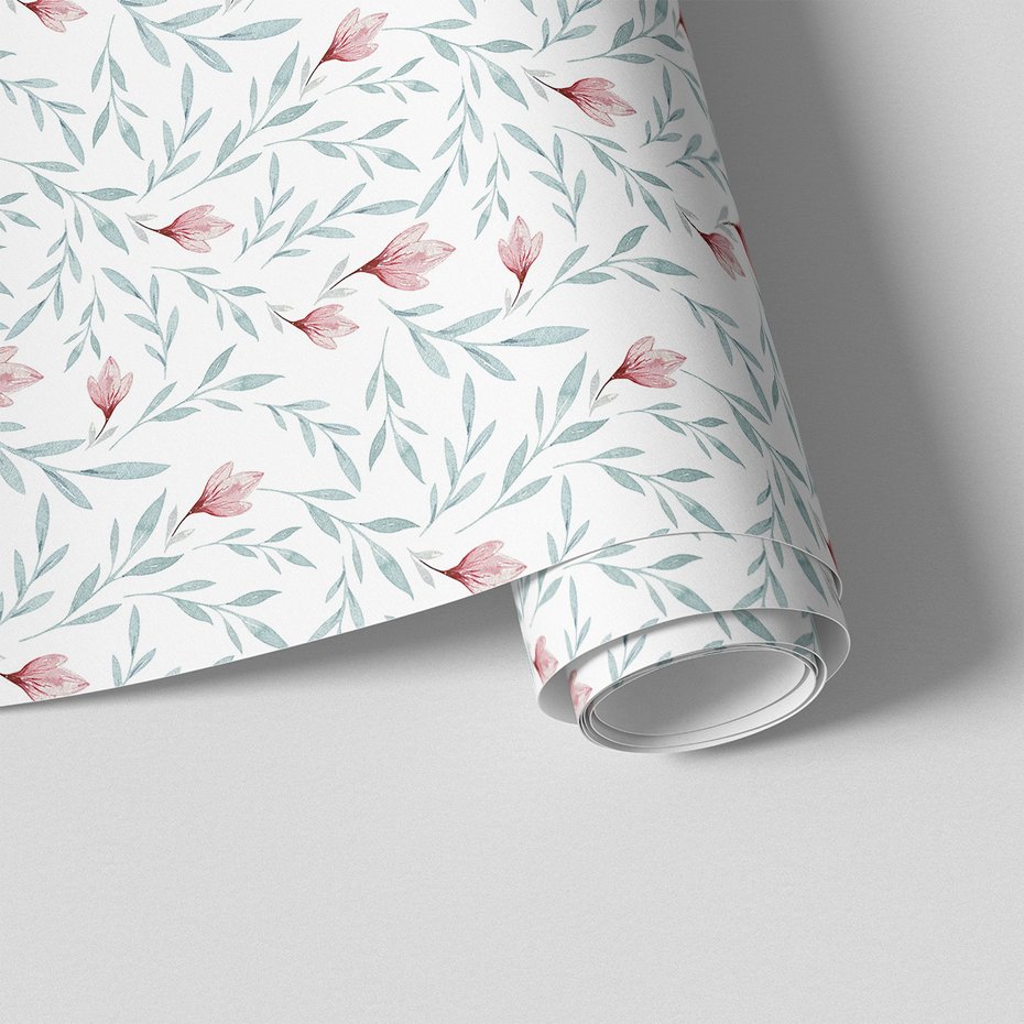 Tapeta - kwiaty, liście, wzór