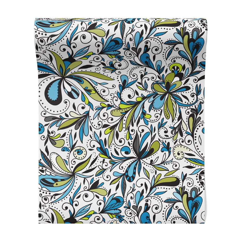 Tapeta - kwiaty, ornamenty, liście