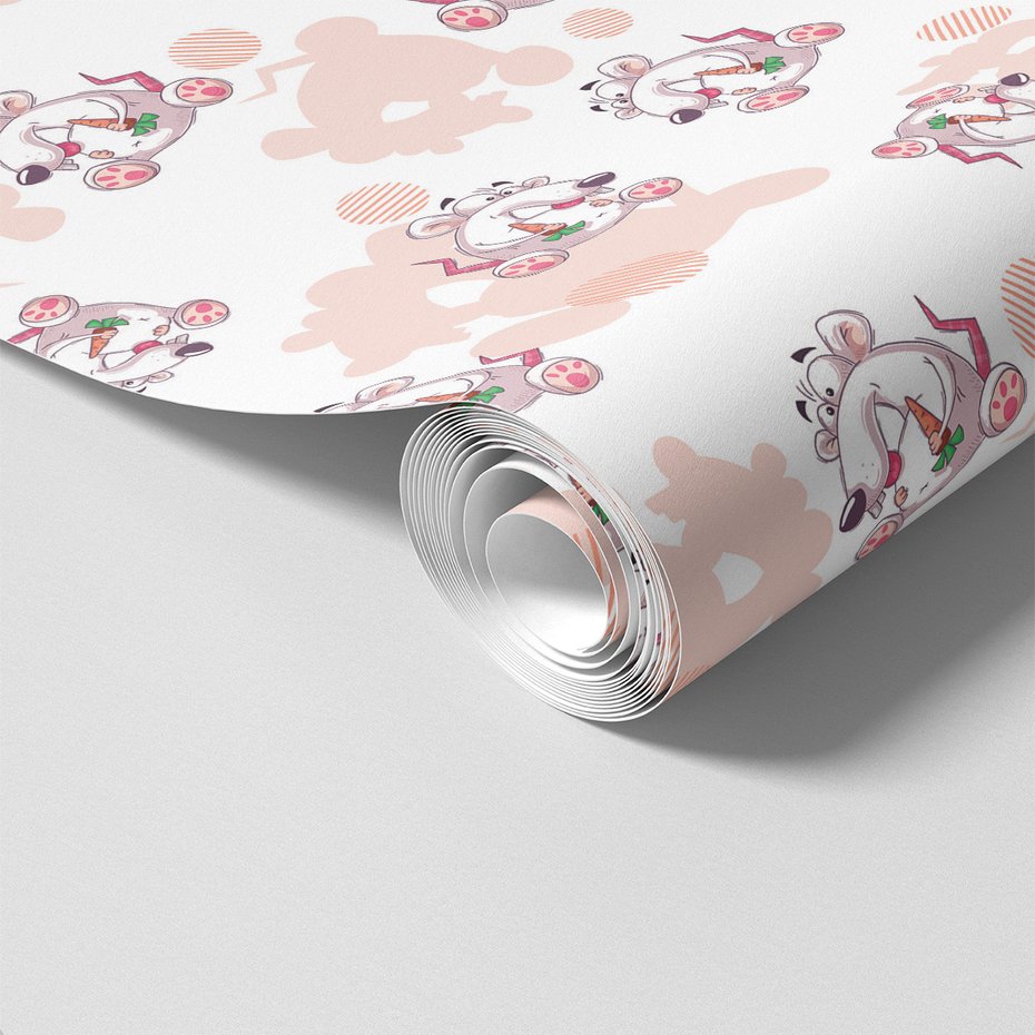 Tapeta - dziecięca, mysz, marchewka, tło