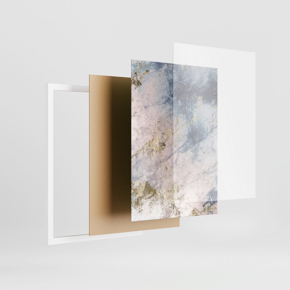 Zestaw obrazy w ramie, plakaty - marmur, złoto, abstrakcja - rama biała