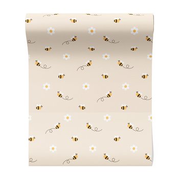 Tapeta - dziecięca, pszczoły, kwiaty,