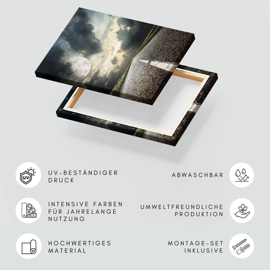 Obraz na płótnie - droga, niebo, księżyc