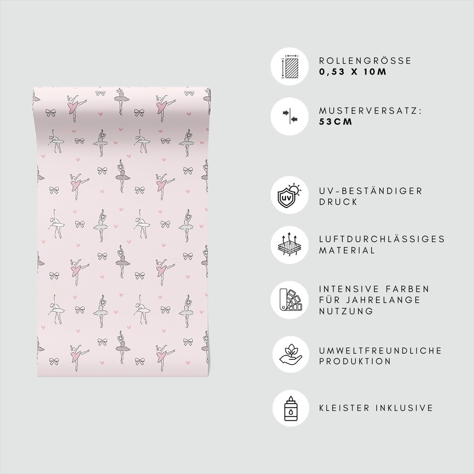 Tapeta - dziecięca, baletnica, kokarda, tło