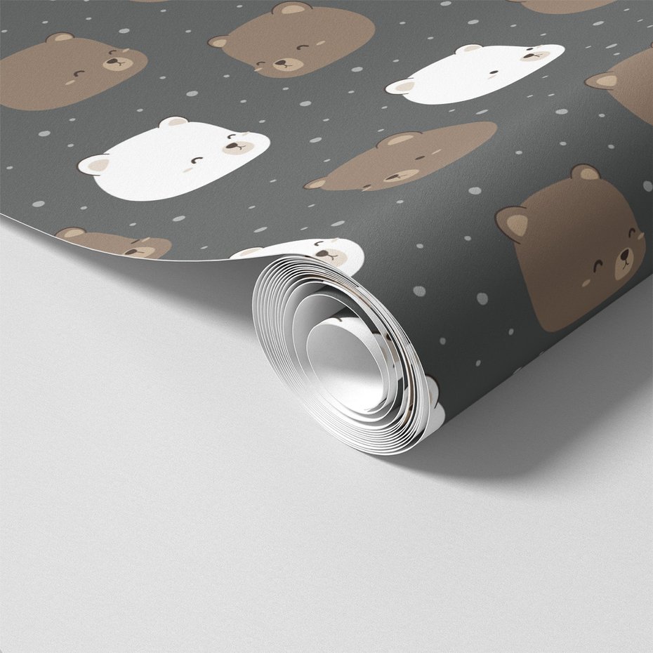 Tapeta - dziecięca, misie, tło, kropki