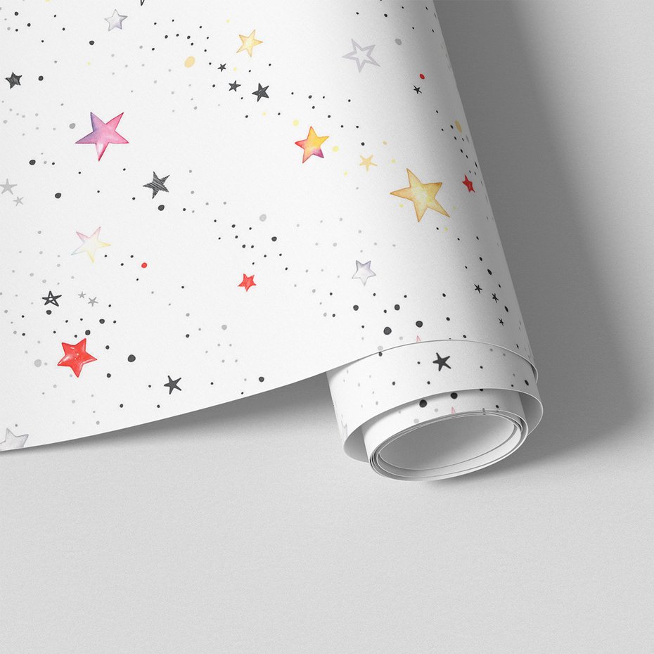 Tapeta - dziecięca, gwiazdy, konstelacje, kropeczki