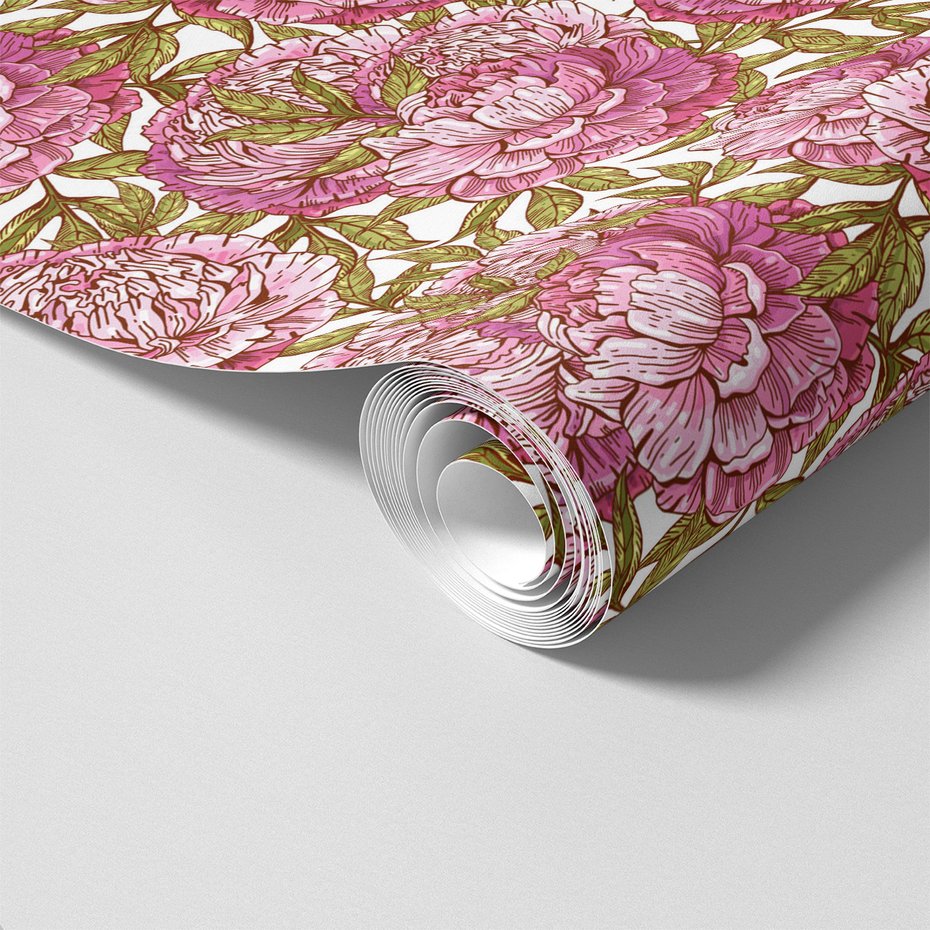 Tapeta - kwiaty, liście, rysunek