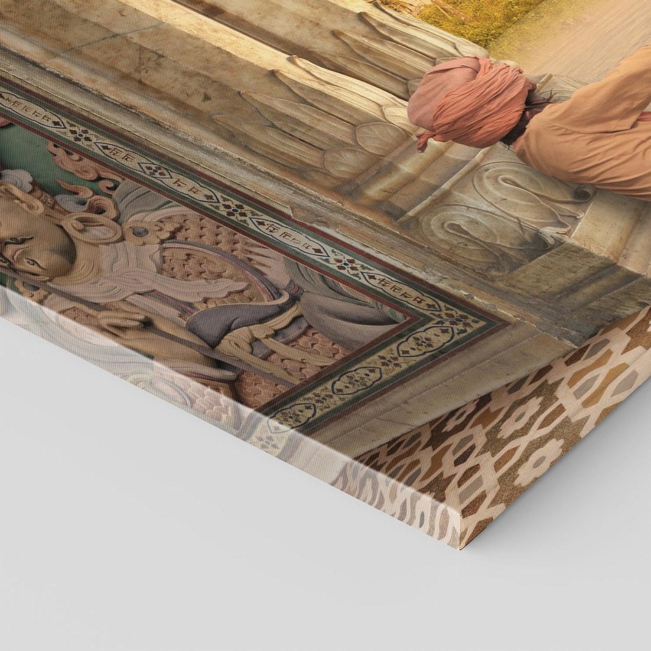 Obraz na płótnie - architektura, człowiek, palmy