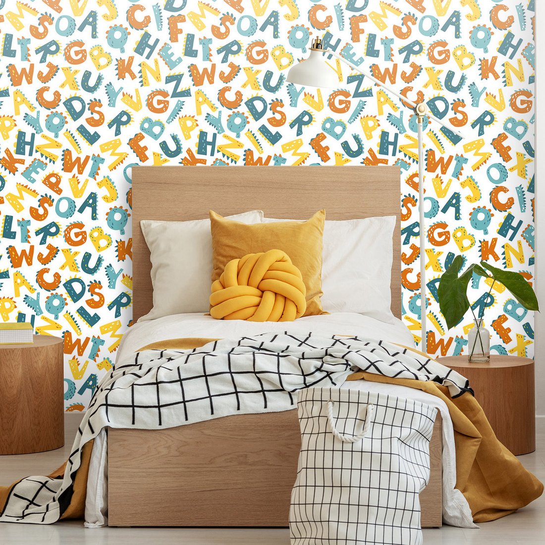 Tapeta - dziecięca, alfabet, dinozaur, litera