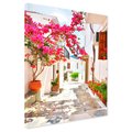 Obraz na płótnie - uliczka, kwiaty, białe budynki