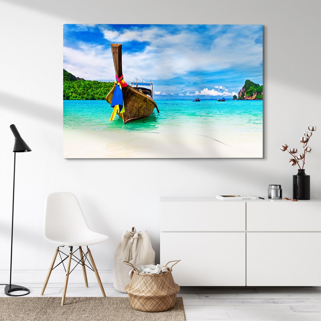 Obraz na płótnie - plaża, łódź, morze