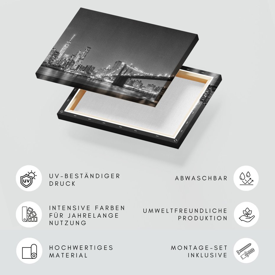 Obraz na płótnie - miasto, most, noc