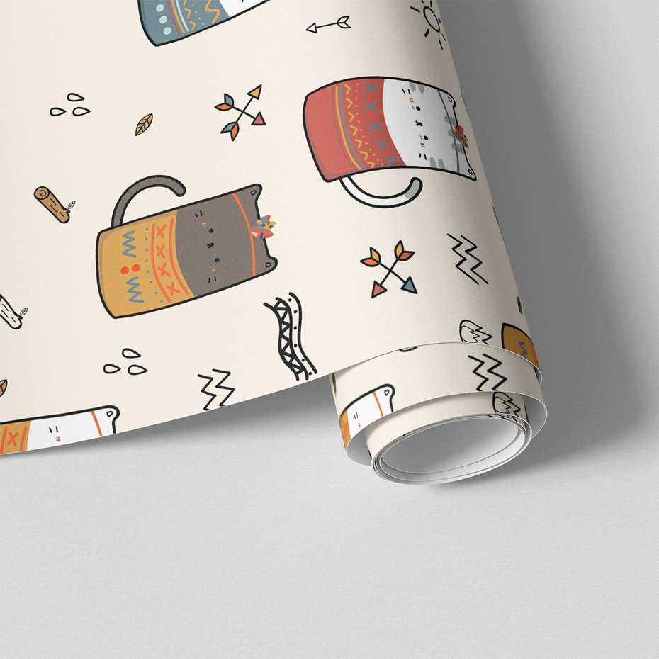 Tapeta - dziecięca, koty, wzory,