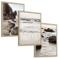 Zestaw obrazy w ramie, plakaty - plaża, morze, skały - rama drewno