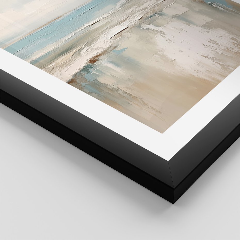 Zestaw obrazy w ramie, plakaty - morze, chmury, abstrakcja - rama czarna