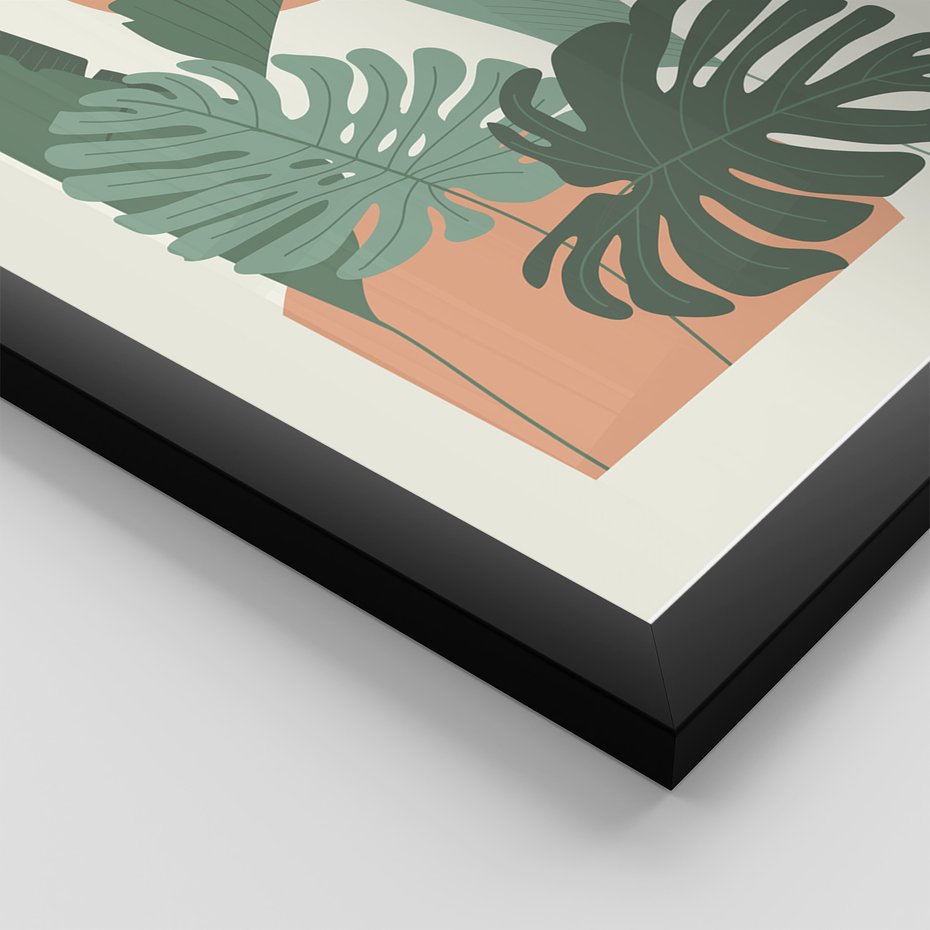 Zestaw obrazy w ramie, plakaty - liście, rośliny, abstrakcja - rama czarna