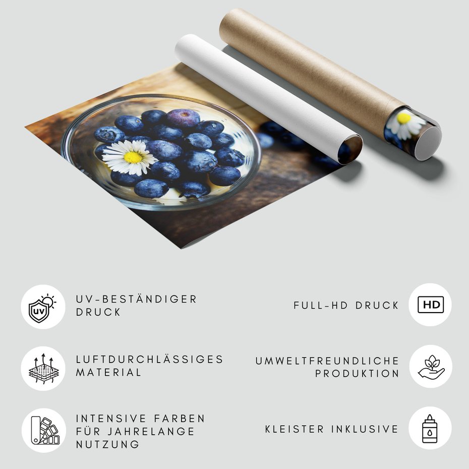 Fototapeta - jagody, kwiaty, deser