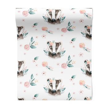 Tapeta - borsuk, kwiaty, liście