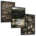 Zestaw obrazy w ramie, plakaty - dom, natura, drewno - rama czarna