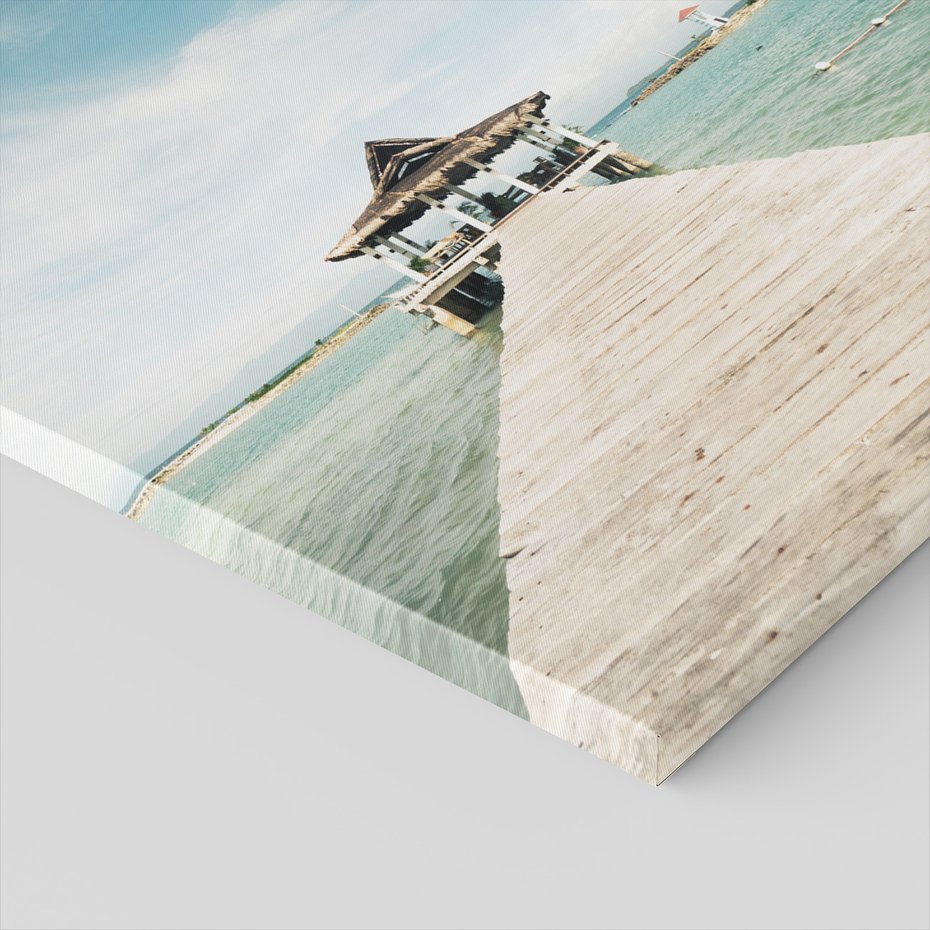 Obraz na płótnie - morze, pomost, altana