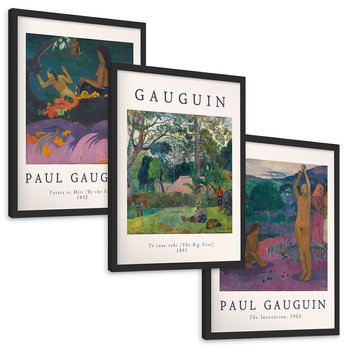 Zestaw obrazy w ramie, plakaty - Paul Gauguin,obrazy,tropyczne - rama czarna