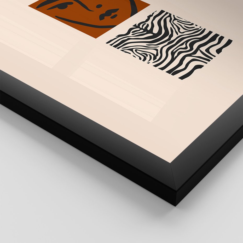 Zestaw obrazy w ramie, plakaty - abstrakcja, twarze, vintage - rama czarna