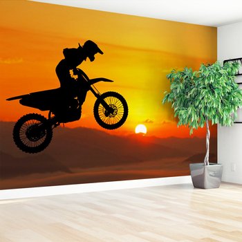 Fototapeta - motocykl, skok, sylwetka