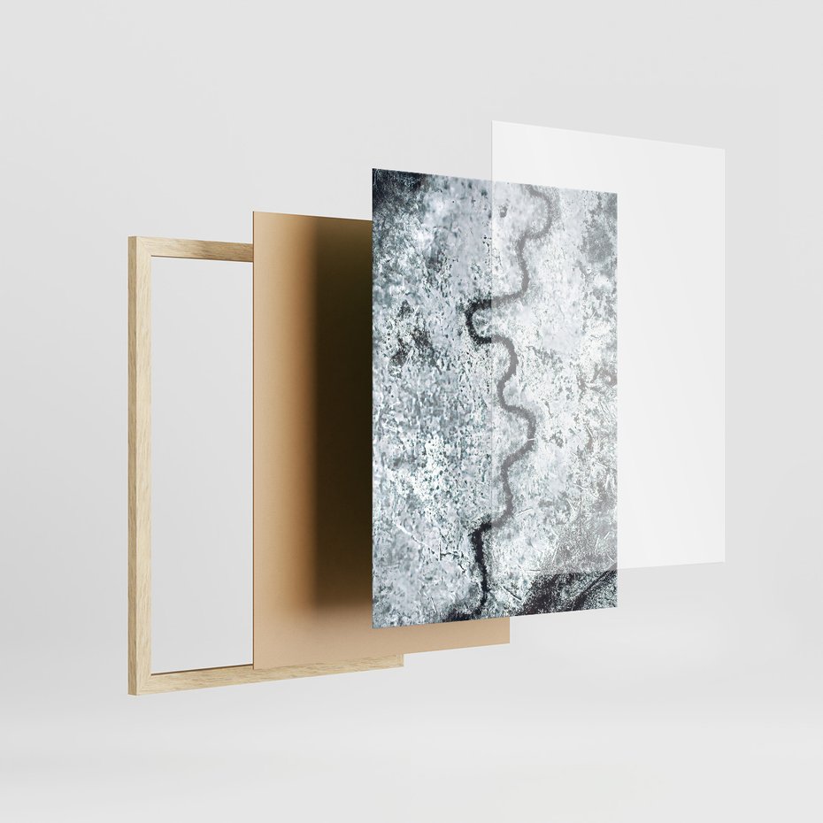 Zestaw obrazy w ramie, plakaty - zima, śnieg, góry - rama drewno