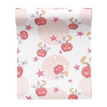 Tapeta - dziecięca, jabłko, królik, gwiazda