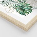 Zestaw obrazy w ramie, plakaty - liście, monstera, rośliny - rama drewno