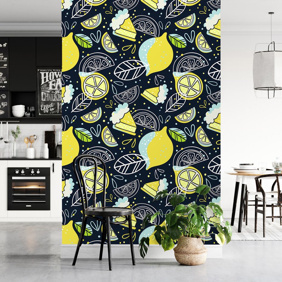 Tapeta - cytryny, ciasto, liście