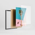 Zestaw obrazy w ramie, plakaty - palmy, plaża, tropiki - rama czarna