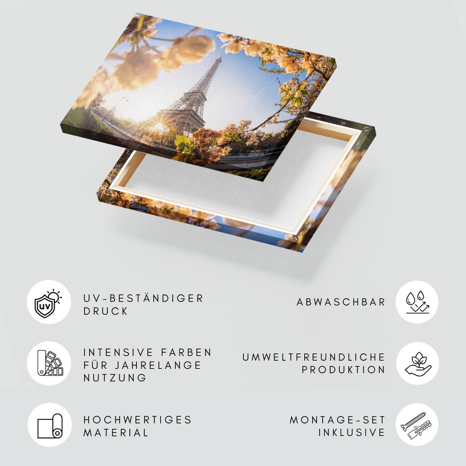 Obraz na płótnie - Wieża Eiffla, Paryż, kwiaty