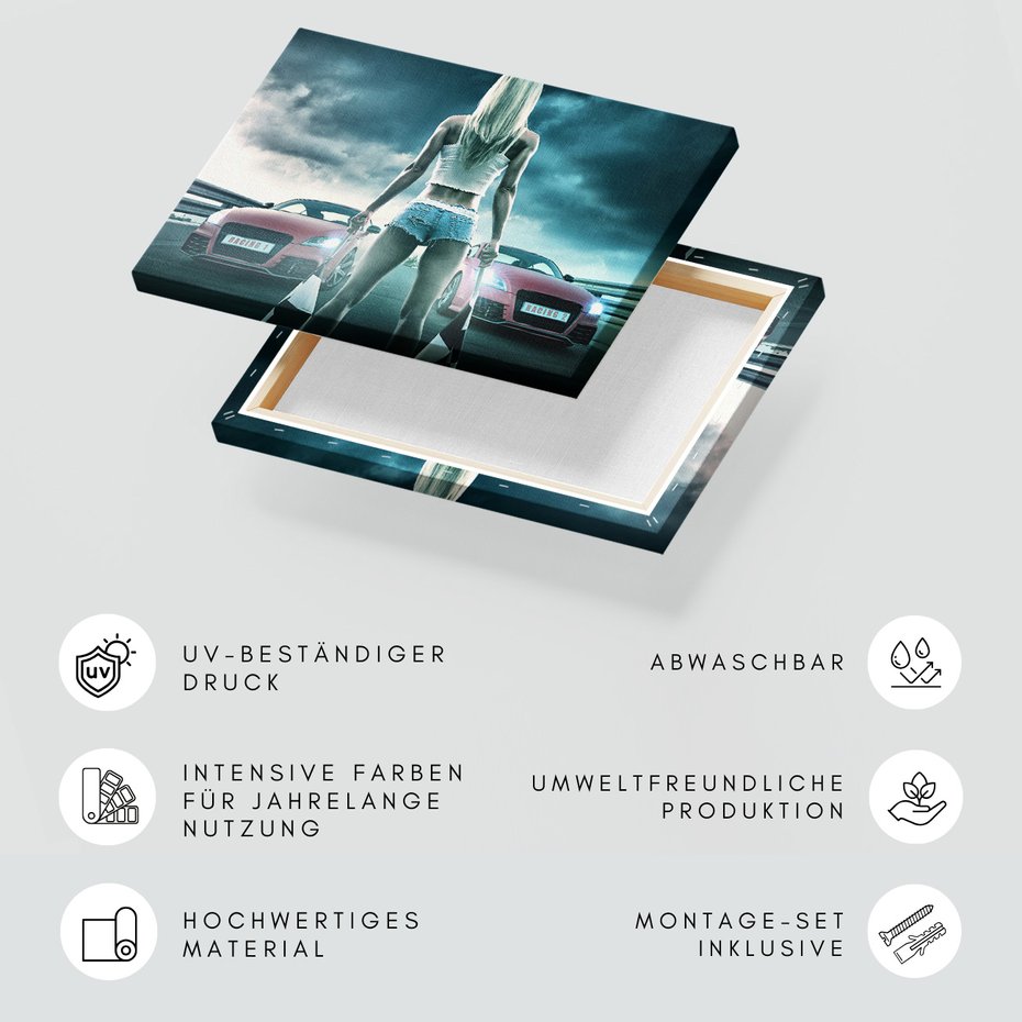 Obraz na płótnie - wyścigi, samochody, kobieta