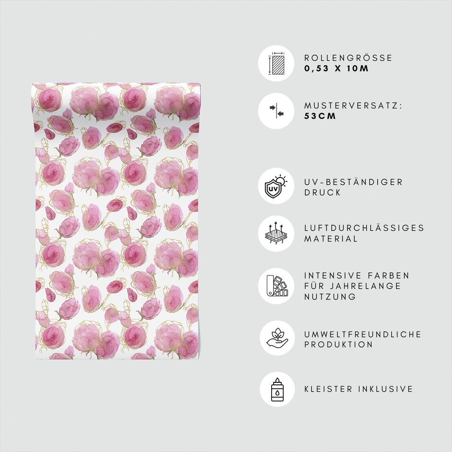 Tapeta - kwiaty, pąki, złoto