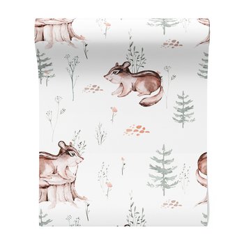 Tapeta - dziecięca, wiewiórka, drzewo, las