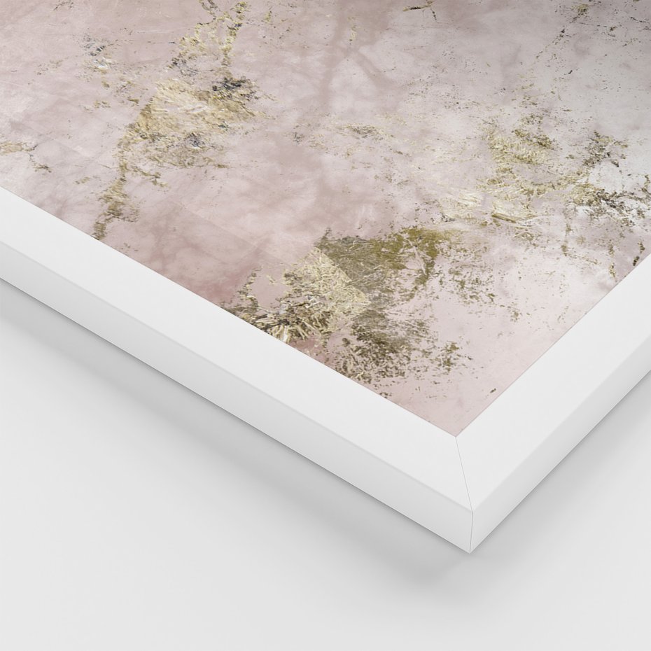 Zestaw obrazy w ramie, plakaty - marmur, tekstura, złoto - rama biała