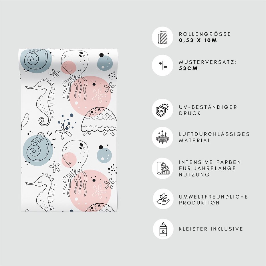 Tapeta - dziecięca, morze, zwierzęta