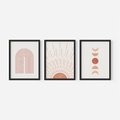 Zestaw obrazy w ramie, plakaty - abstrakcja, boho, minimalizm - rama czarna