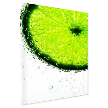 Obraz na płótnie - limonka, woda, bąbelki
